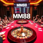 Exciting MM88 casino table with vibrant poker chips and live betting odds.