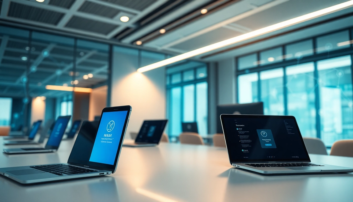 在现代化办公环境中体验 快连下载，配备高科技设备与安全连接画面。