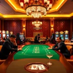 NOHU's exciting casino scene with players at poker tables and vibrant slot machines.