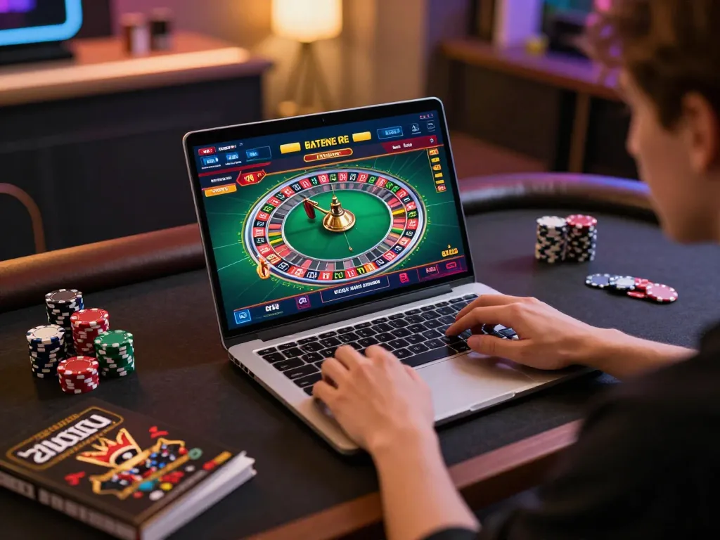Engaging with the TG88 casino app during online roulette gameplay at a stylish home setup.