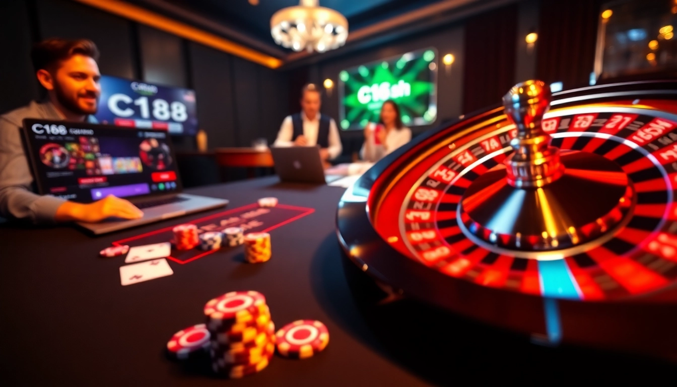 Experience the thrill of gaming at https://c168.sh/ with live poker and a vibrant roulette wheel.