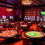 Excited gamblers engaging in poker and roulette at the luxurious 789win casino.