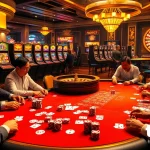 Experience intense poker action at https://tr88.autos/ with vibrant chips and a spinning roulette wheel.