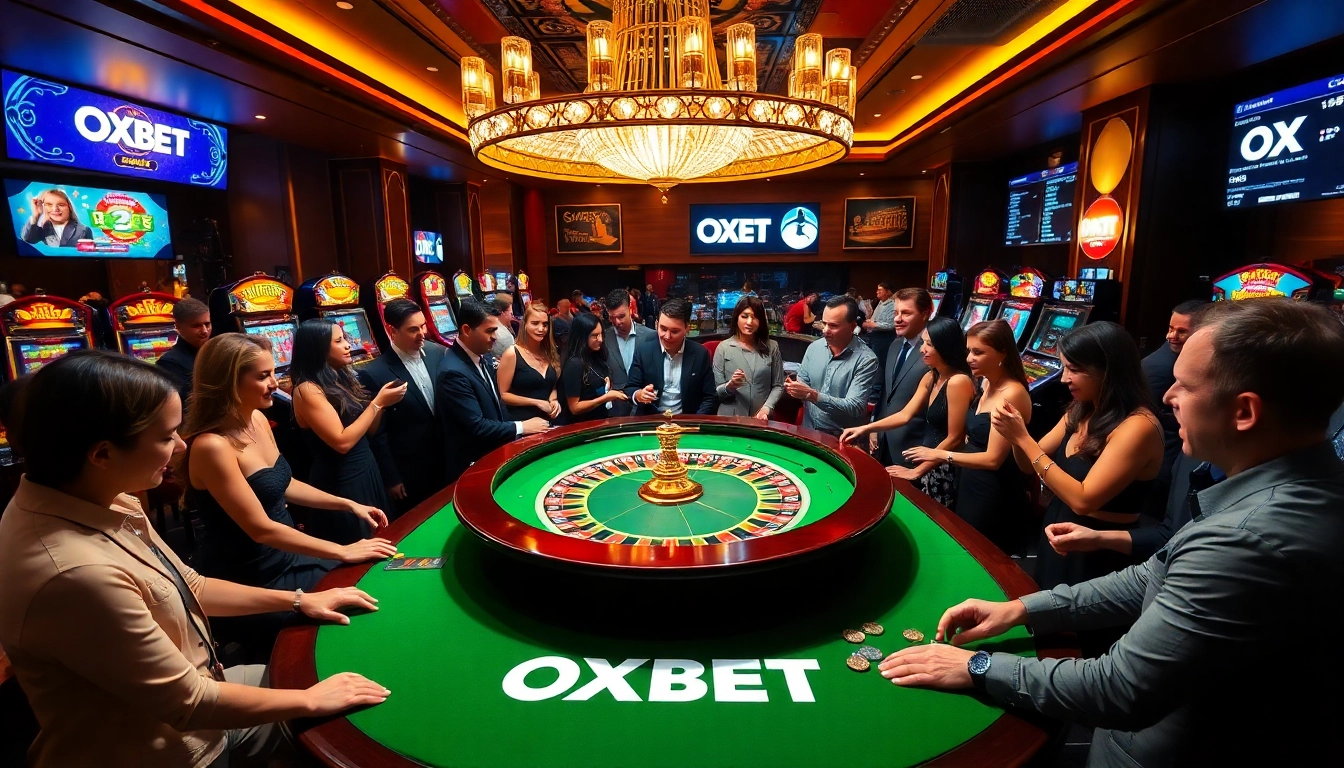 Experience luxury gambling with OXBET at vibrant roulette tables and thrilling slot machines.