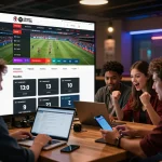 1gom sports betting website showing live match stats and user engagement in a vibrant setting