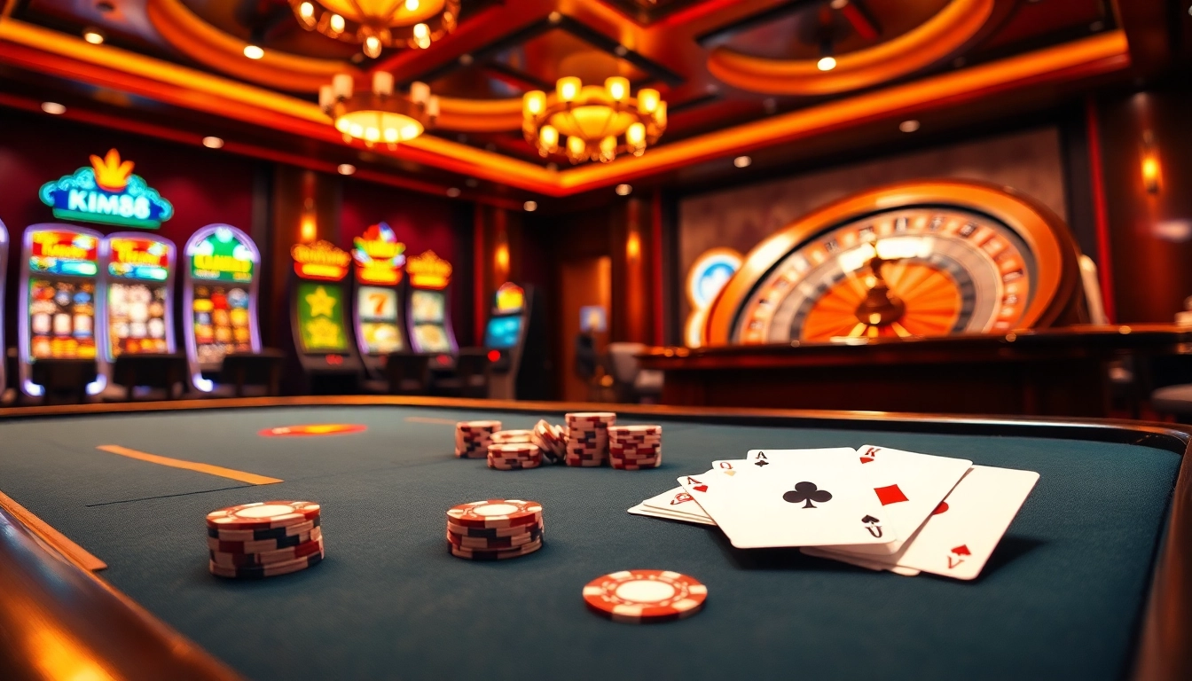 Experience thrilling games at kim88 with exciting poker and slot machines in a vibrant casino atmosphere.