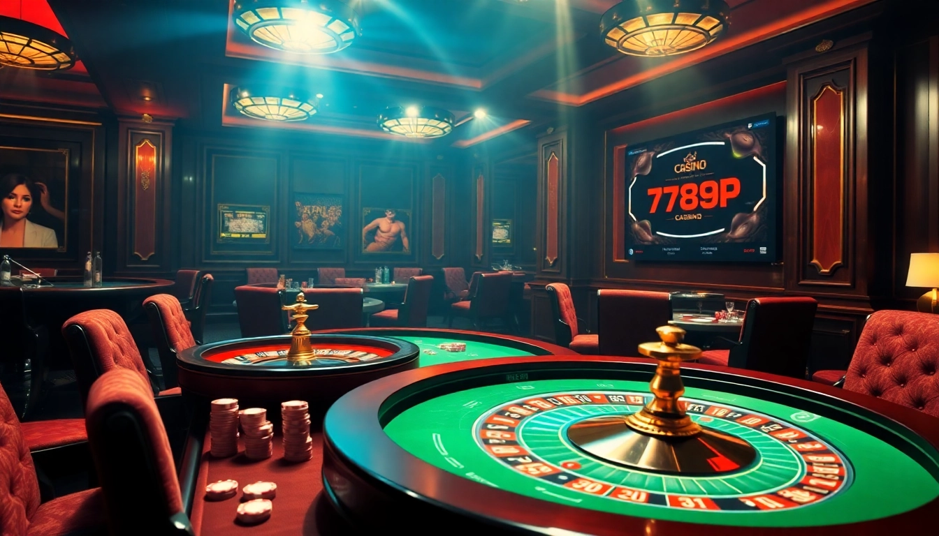 Players enjoying a thrilling game at a 789P casino table, surrounded by chips and excitement.
