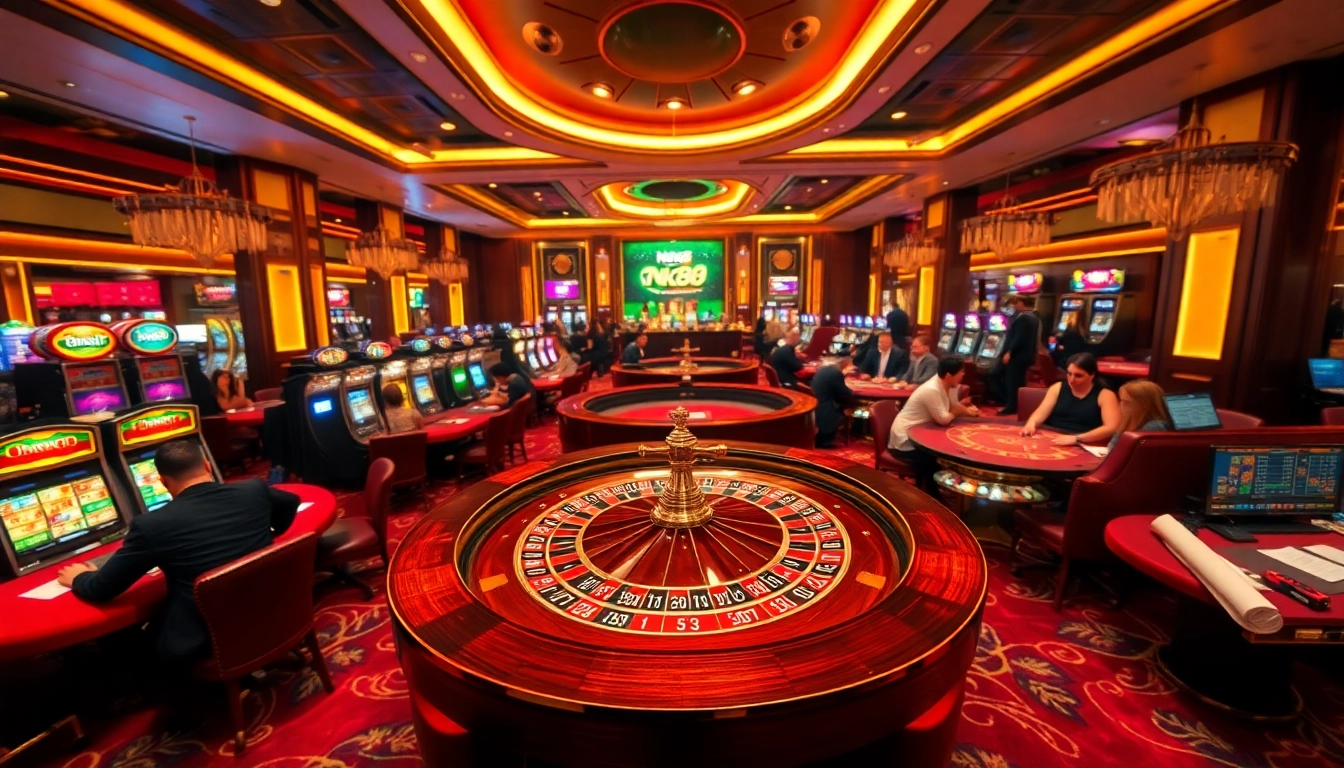 Experience thrilling gameplay at the NK88 roulette table in a luxurious casino setting.