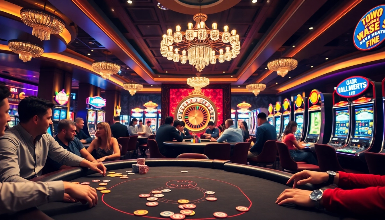 Gamblers enjoy high stakes at the 88aa poker table amidst lively casino action.