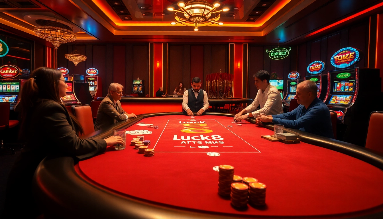 Experience the thrilling action at Luck8's vibrant casino table with engaging gameplay and professional dealers.