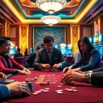 Engaging scene of players enjoying poker and slots at 88nn casino, highlighting vibrant gambling atmosphere.