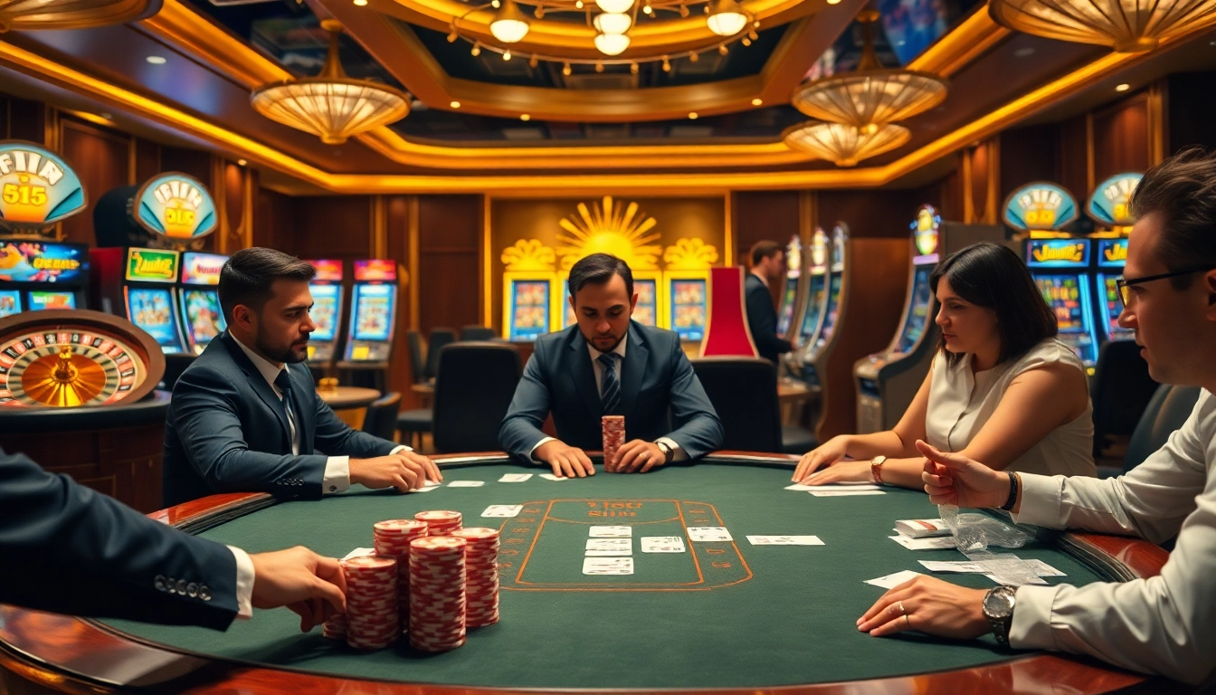 Experience the thrill of mm66 with vibrant casino action at a luxurious poker table.