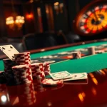 Join the excitement at BL555 with vibrant casino tables, cards, and chips during a high-stakes game.