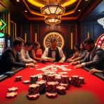 NET88 poker players strategizing at an exciting casino table with vibrant chips and cards.