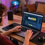 Bet168 user engaging in strategic online betting with vibrant interface on display
