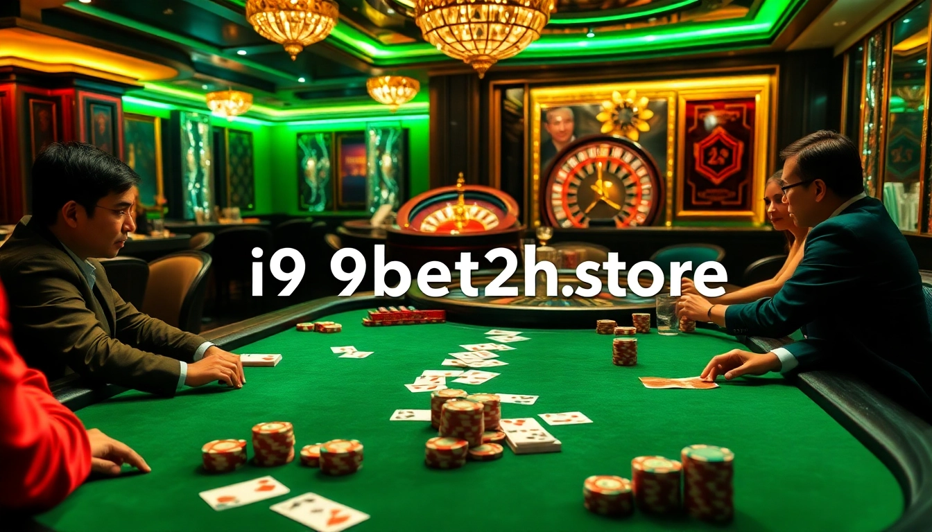 Experience the thrill of professional gambling at https://i9bet2h.store/ with an elegant poker table scene showcasing high stakes.