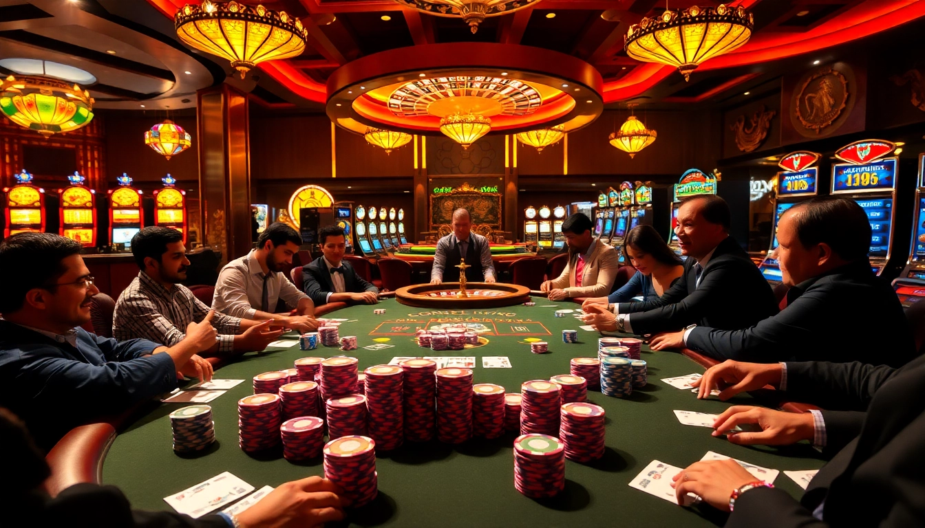 Experience the thrill of high-stakes gambling at https://88ii88.com/ with loaded poker chips and vibrant casino scene.