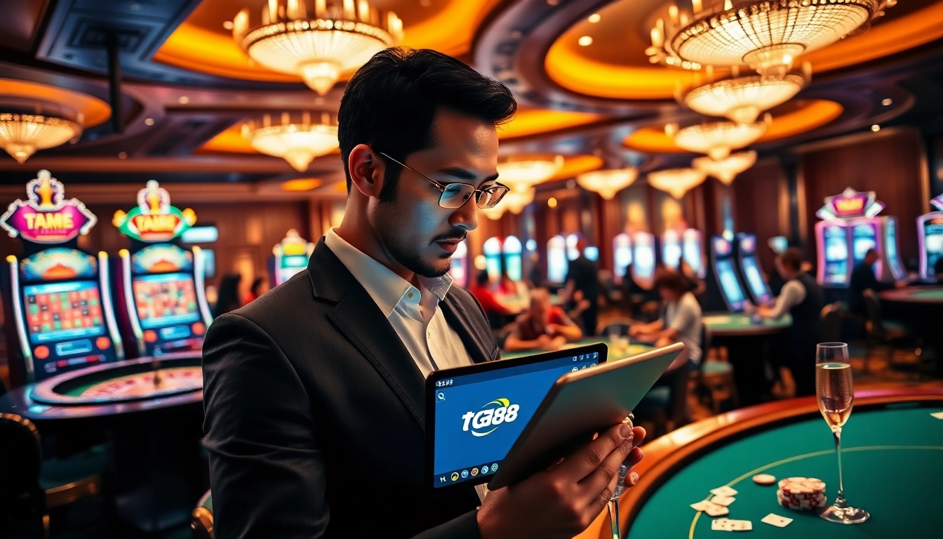 Experience thrilling gambling moments at tg88's luxurious casino tables and vibrant slot machines.