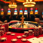 Experience thrilling gameplay at RR88 link with vibrant casino scenes showcasing poker tables and roulette wheels.