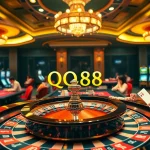 Experience the thrill of QQ88 online gambling with engaging casino tables, roulette, and excited players.