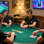 Players enjoying a high-stakes poker game at Go88 online, showcasing vibrant casino atmosphere.