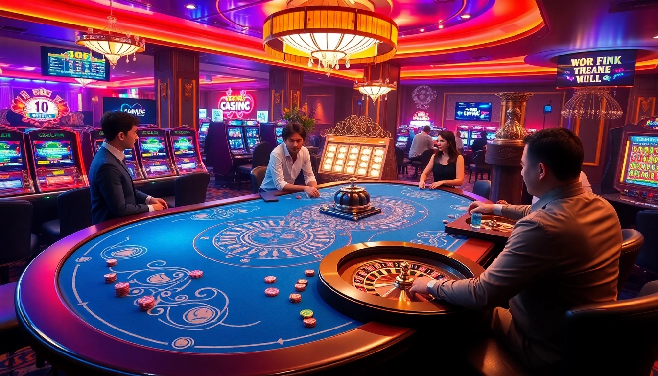 Players enjoying an exciting poker game at https://68vip.video/ with vibrant casino atmosphere and dynamic visuals.