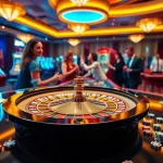 Players engaging at the roulette table and slot machines at 33win casino, showcasing excitement and luxury.