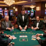 Nohu players engaging in an exciting blackjack game at a stylish casino table.