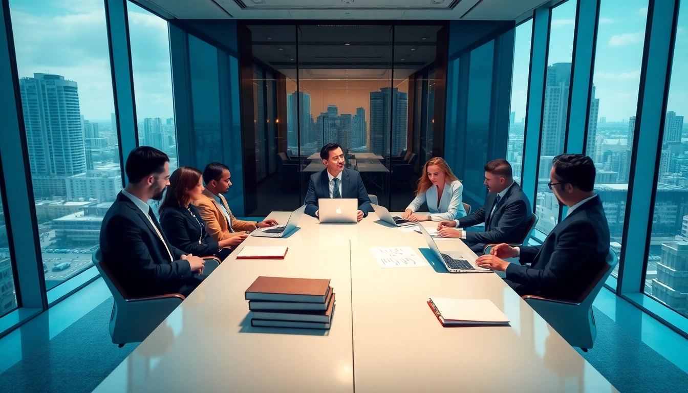 Law firm in the US with diverse lawyers collaborating in a modern Miami office.