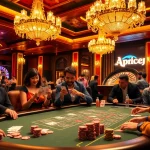 Exciting poker game at 79king casino featuring vibrant atmosphere and luxurious elements.