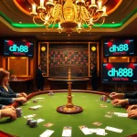 Experience thrilling gameplay at dh88 casino with players engaging at a luxurious poker table.