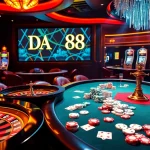 Engage with thrilling gameplay at the DA88 table, featuring colorful chips and cards in a luxury casino.