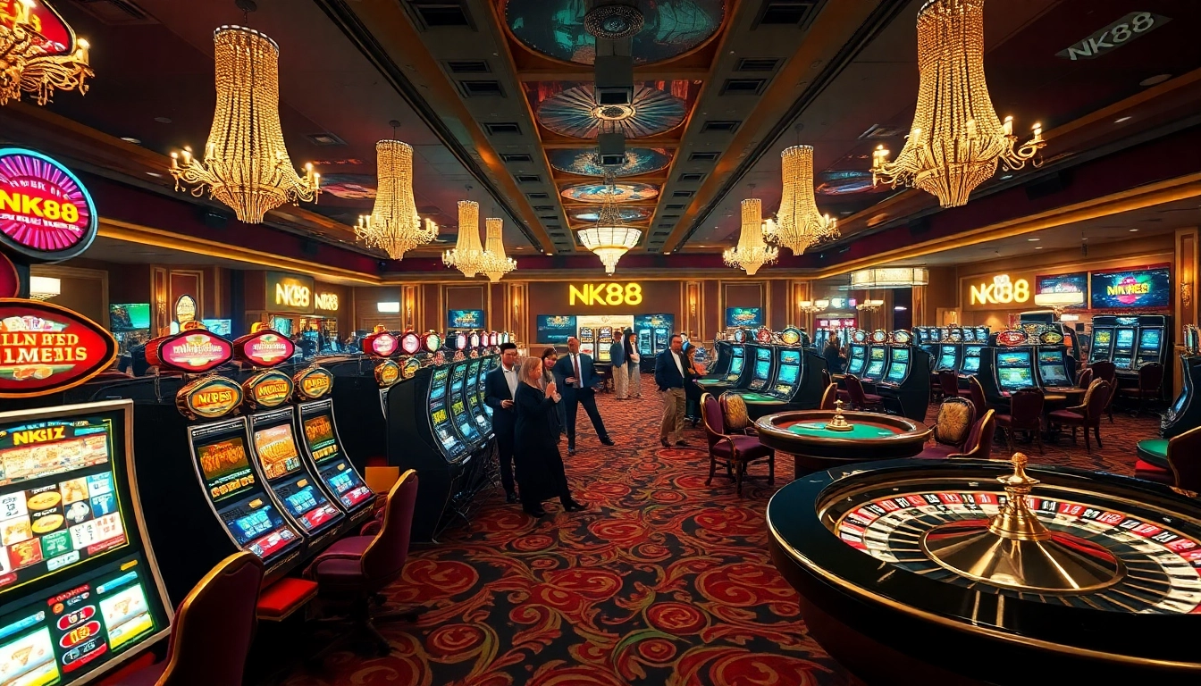 Exciting casino gaming experience at NK88 with vibrant lights and elegant decor.