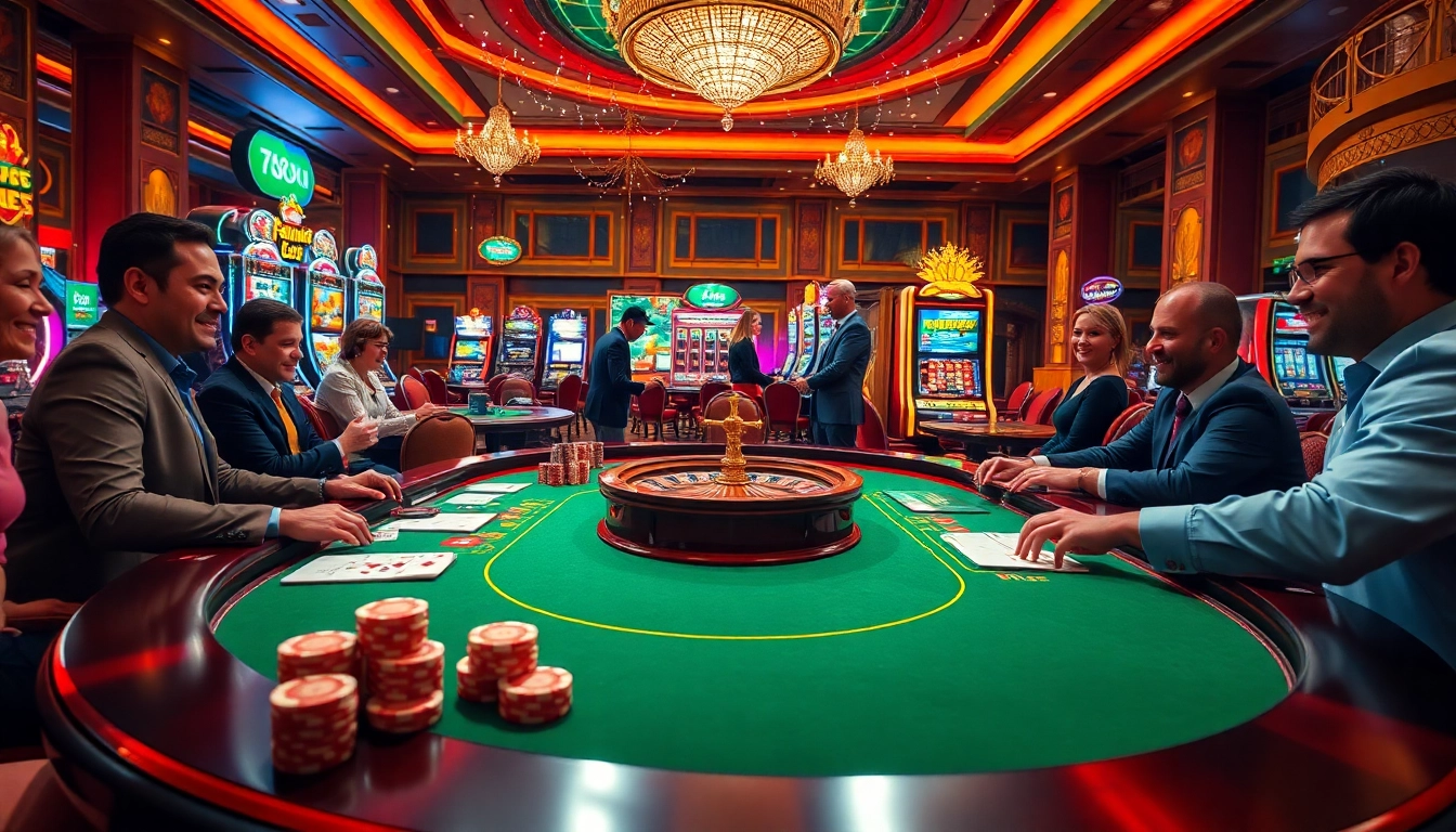 Vibrant 789club casino table scene with players enjoying thrilling card games and roulette.