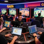 Engaged users at the GA179 online cockfighting betting arena, showcasing excitement and modern gaming.