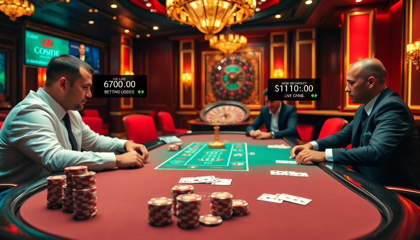 Experience the thrill of gambling at Go8 with an elegant poker table and live betting odds.