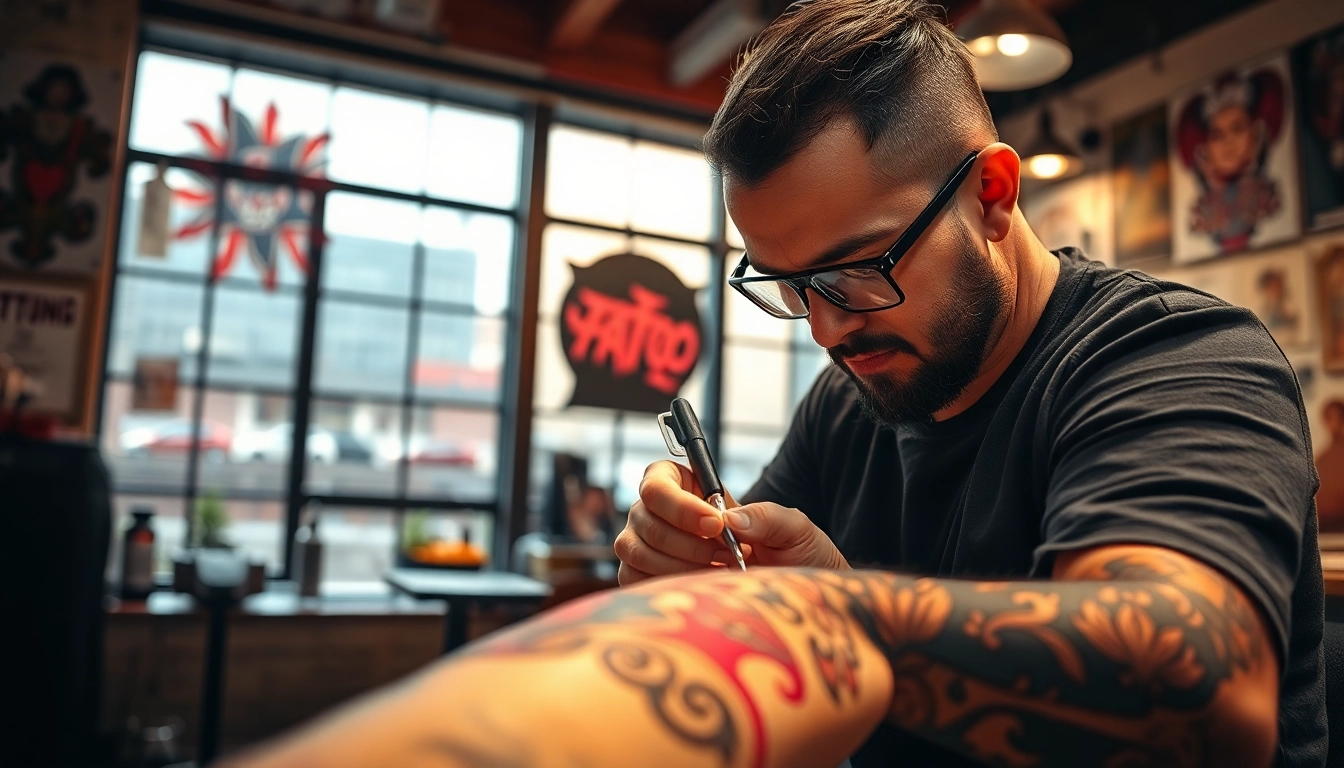 Experience the art of tattooing with https://89bet.tattoo/ as a tattoo artist skillfully etches vibrant designs on a client's skin.