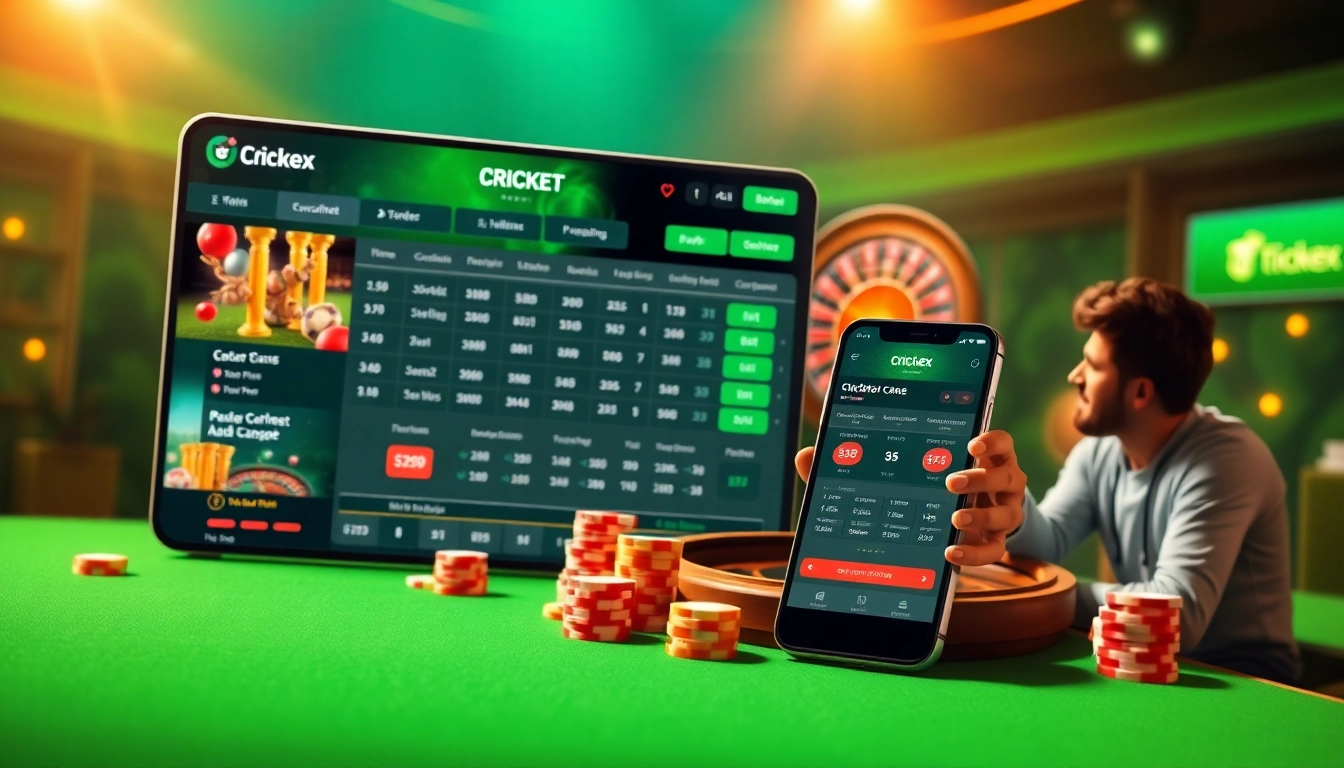 Crickex online platform showcasing vibrant cricket betting interface with engaging features.