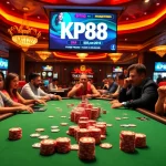 Experience the thrill of gambling at KP88 with a lively poker table scene