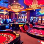 MM88 casino scene showcasing players enjoying various games with vibrant lighting and elegant decor.