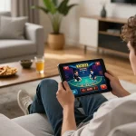 Engaging moment using the KU3933 casino app for an online gambling experience at home
