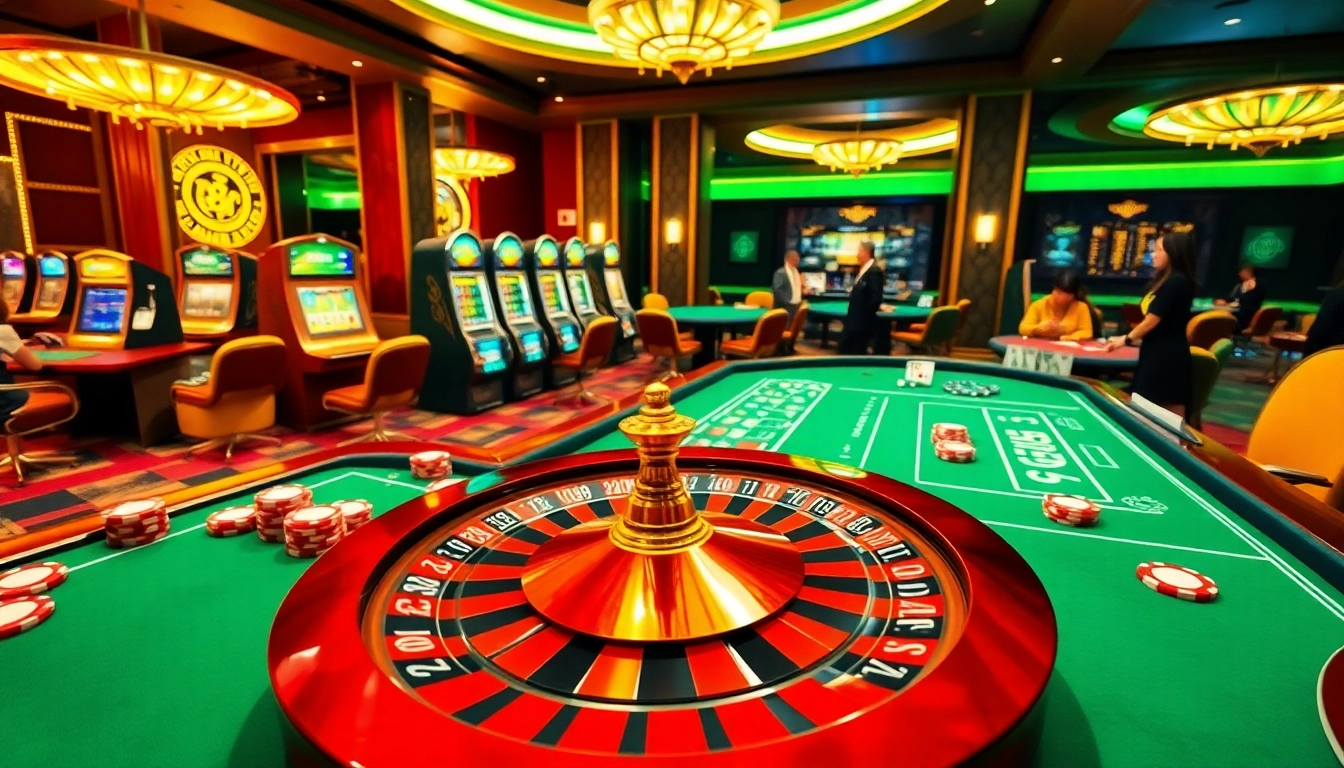 Experience the thrill of gambling at Link Vào Nhà Cái 68VIP with vibrant casino visuals showcasing roulette and poker action.