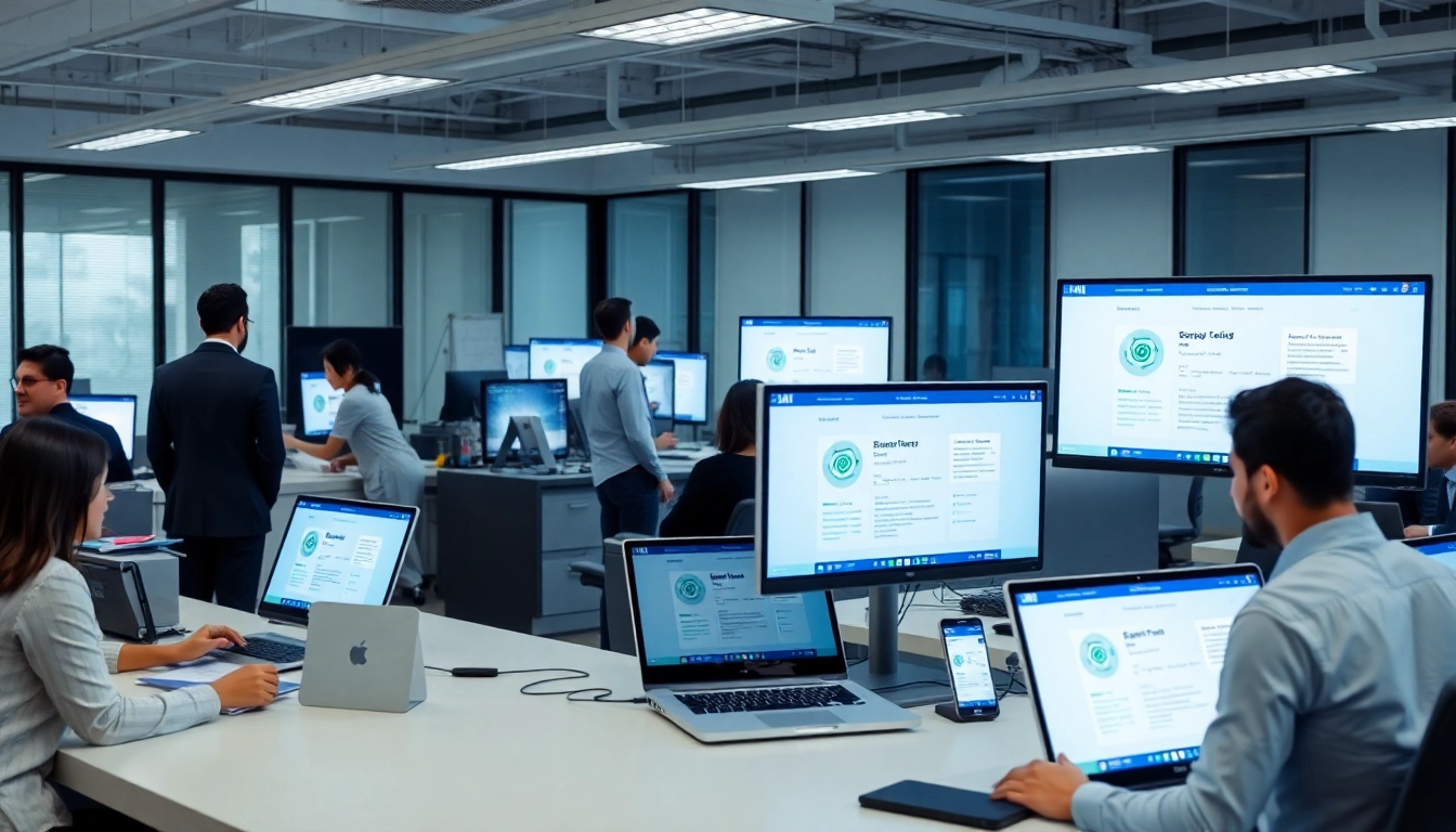 在现代工作空间中展示的快连下载应用界面，面向多样化用户。