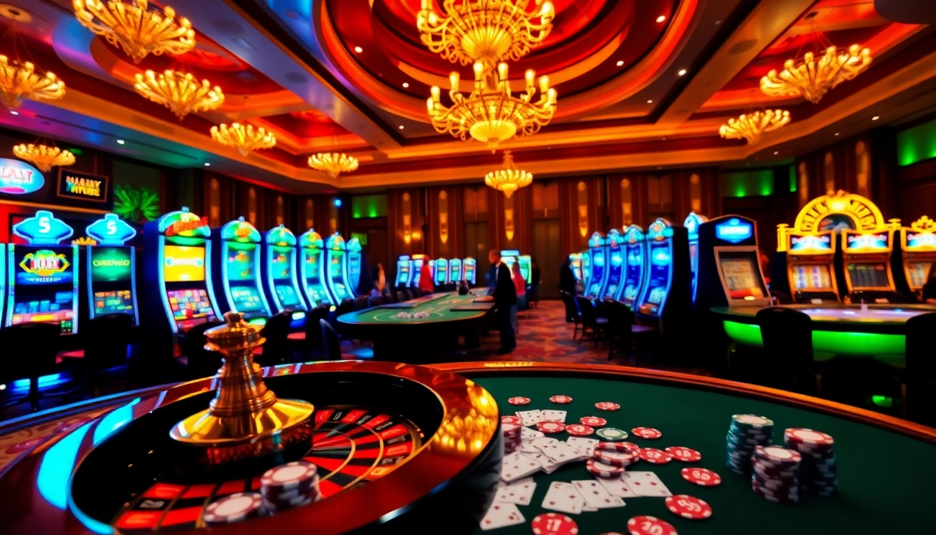 Experience the excitement at tv88.page with vibrant casino gaming tables and luxurious decor.