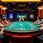 Engaging poker game at PG88 casino table with vibrant atmosphere and professional setup.