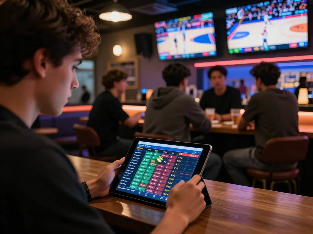 Tỷ lệ kèo nhà cái featured in an exciting sports betting setting with friends analyzing live events.