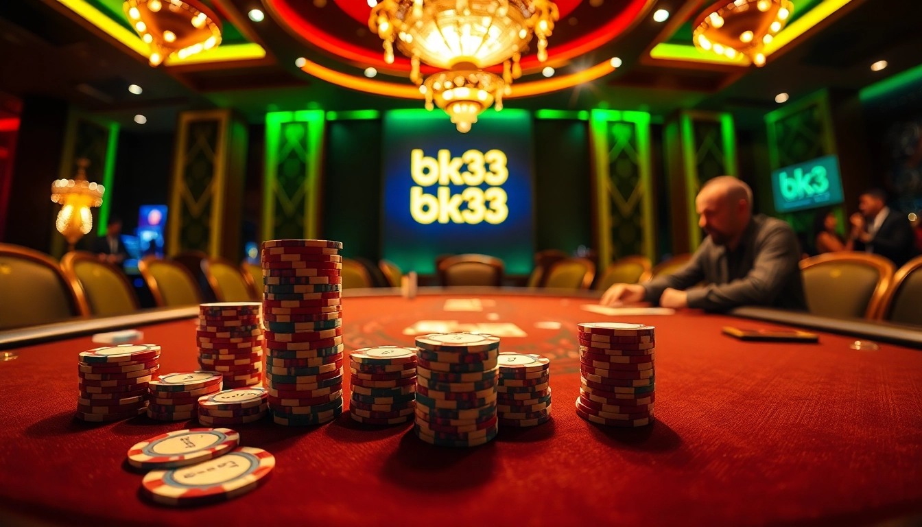 Experience the excitement at bk33 with a winning poker scene, bright colors, and luxurious elements.