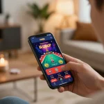 Engaged player exploring AU88 mobile casino app while enjoying immersive gaming experience