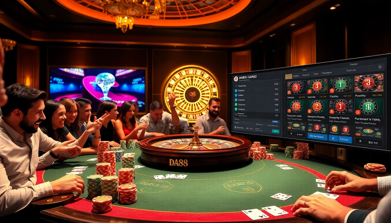 Placing bets at a luxurious poker table featuring https://da88.london with colorful chips and cards.