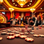 Players enjoying an exciting game of poker at RR88's luxurious casino table.